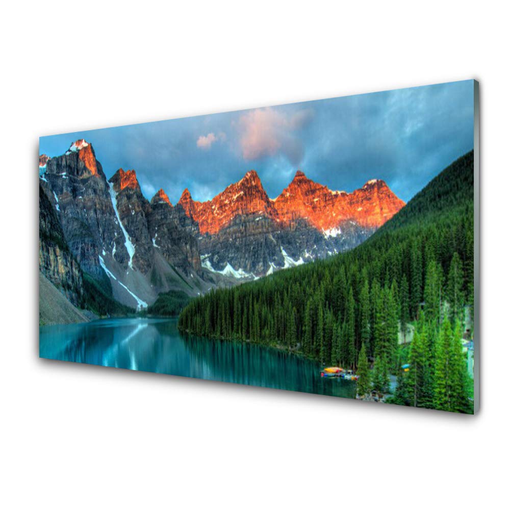 Décoration murale Tulup 100x50cm avec paysage lac montagne forêt en verre