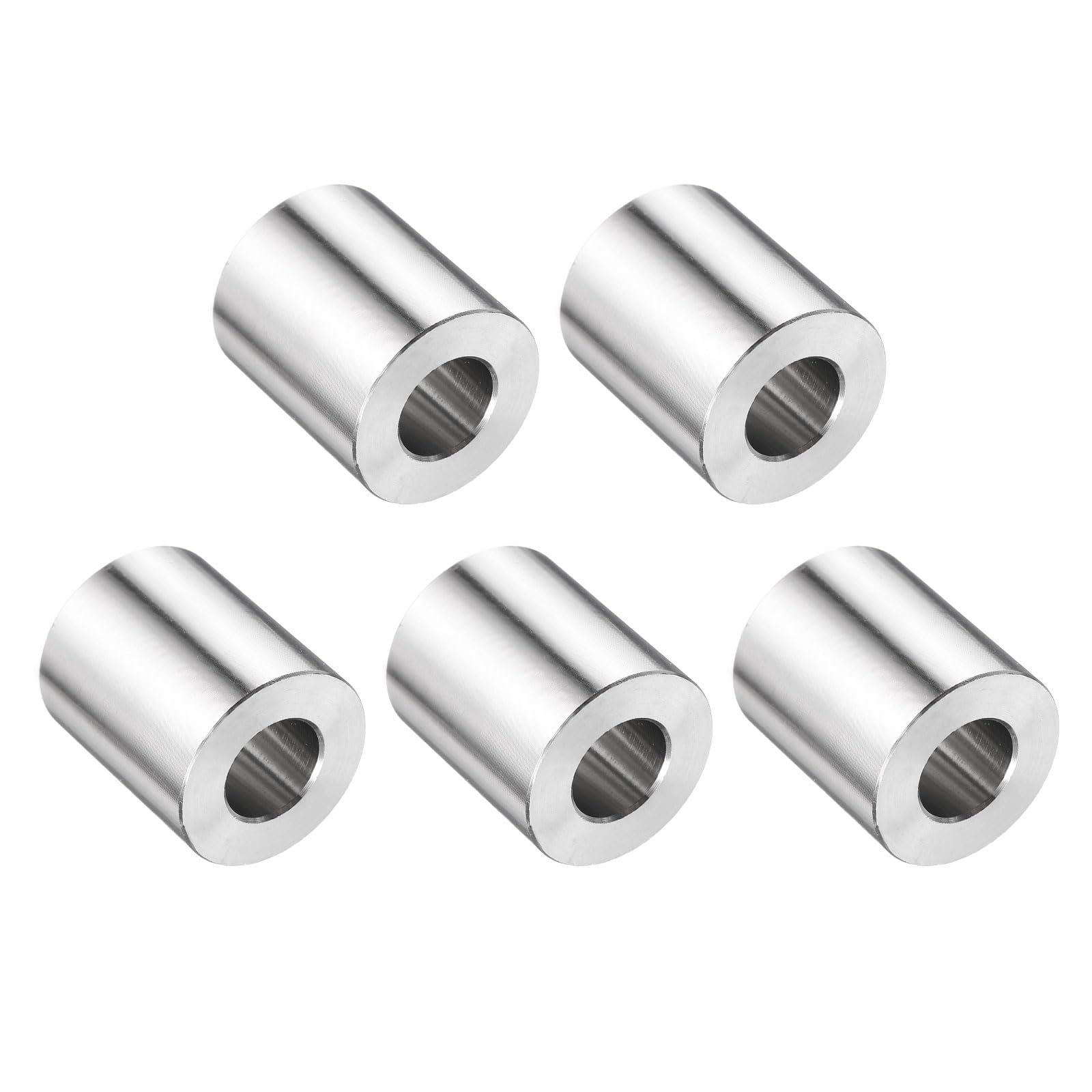 uxcell 5pcs Stainless Steel Spacer 1/2" Bore x 1" OD x 1-5/16" Length Screw Bushing Plain Finish Round Metal Spacer for M12 Screws Bolts and Rods