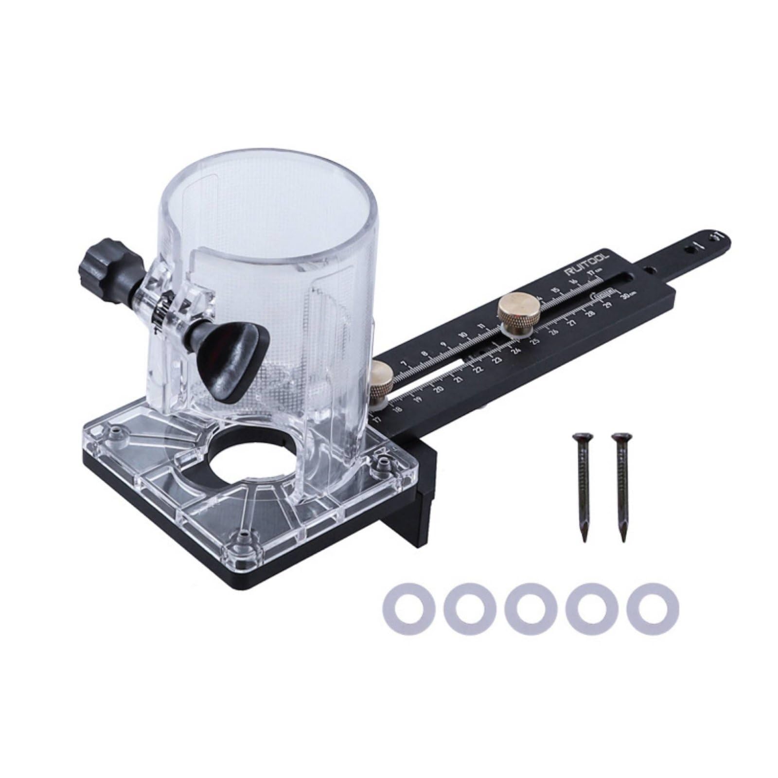 Fresadora de Madera Plantilla de Corte Circular Accesorio de Enrutador Guía para Ranuras con Posicionamiento Doble en Aleación de Aluminio Adecuada para Guitarras Altavoces Carpintería