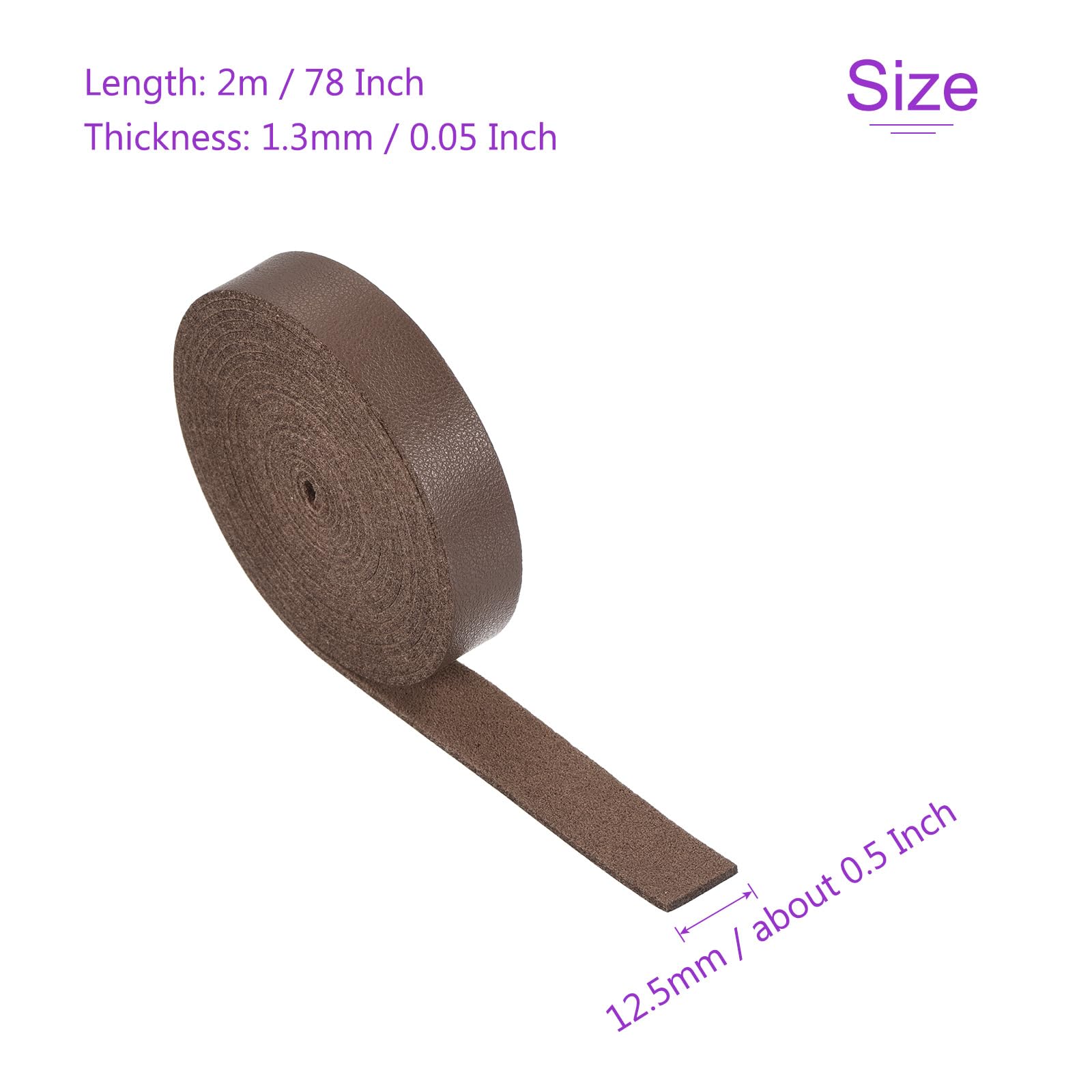DMiotech Brown Faux Leather Strap 0.5 Inch Wide 78 Inch Long Flat Leather Belt Strip 1.3mm Thick Single Sided Cord for Arts Craft DIY Traction Ropes - Image 3
