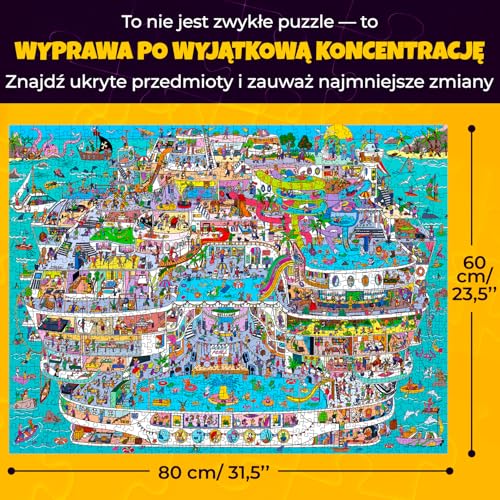 QUOKKA 1000 Piece Jigsaw Puzzle Dla Dorosłych Cruise Vistas Opakowanie Premium Z Dodatkowymi Zabawnymi Wyzwaniami Oszałamiające Malownicze Puzzle Ze Zwierzętami Idealne Do Relaksu Kreatywności
