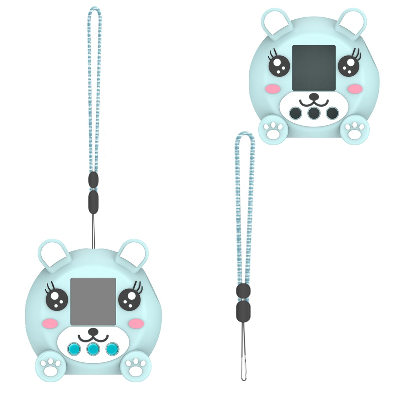 Silicone Case Compatible with Punirunes Interactive Digital Toy, Portable & Protective Skin Cover for Punirunes Virtual Pet Accessories, with Lanyard (Blue)
