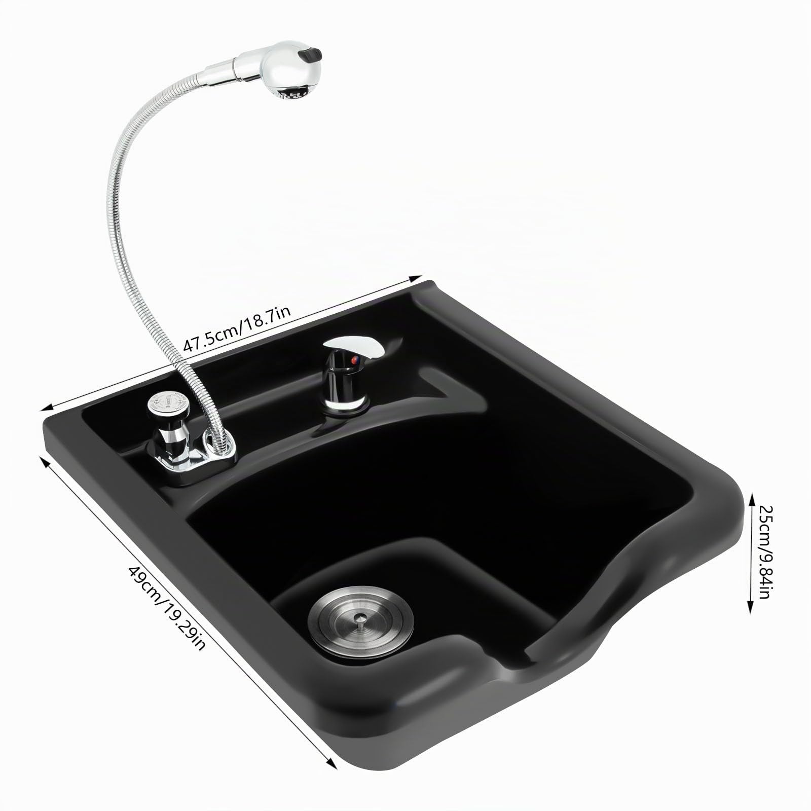 Salon Shampoo Waschbecken, Mobiles Waschbecken Friseur ABS-Kunststoff Friseur Waschbecken 47.5x49x25cm Verbreitet im Kosmetiksalon oder Bad, zu Hause oder oder im Badezimmer