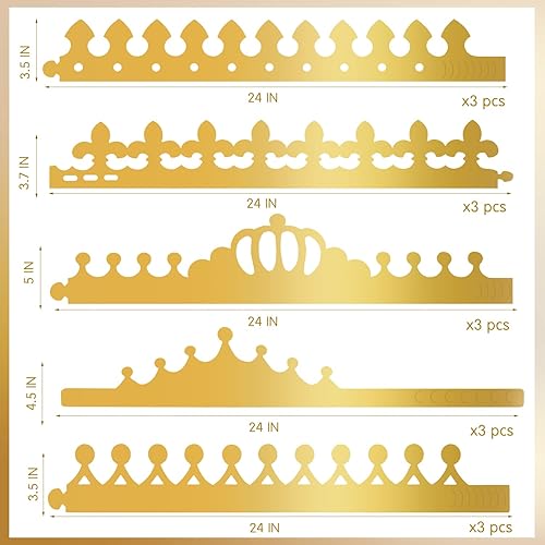 Miniatura 4 de Coronas de papel doradas, coronas de rey de cumpleaños para manualidades, para decorar, sombreros de corona de princesa de papel para el aula escolar