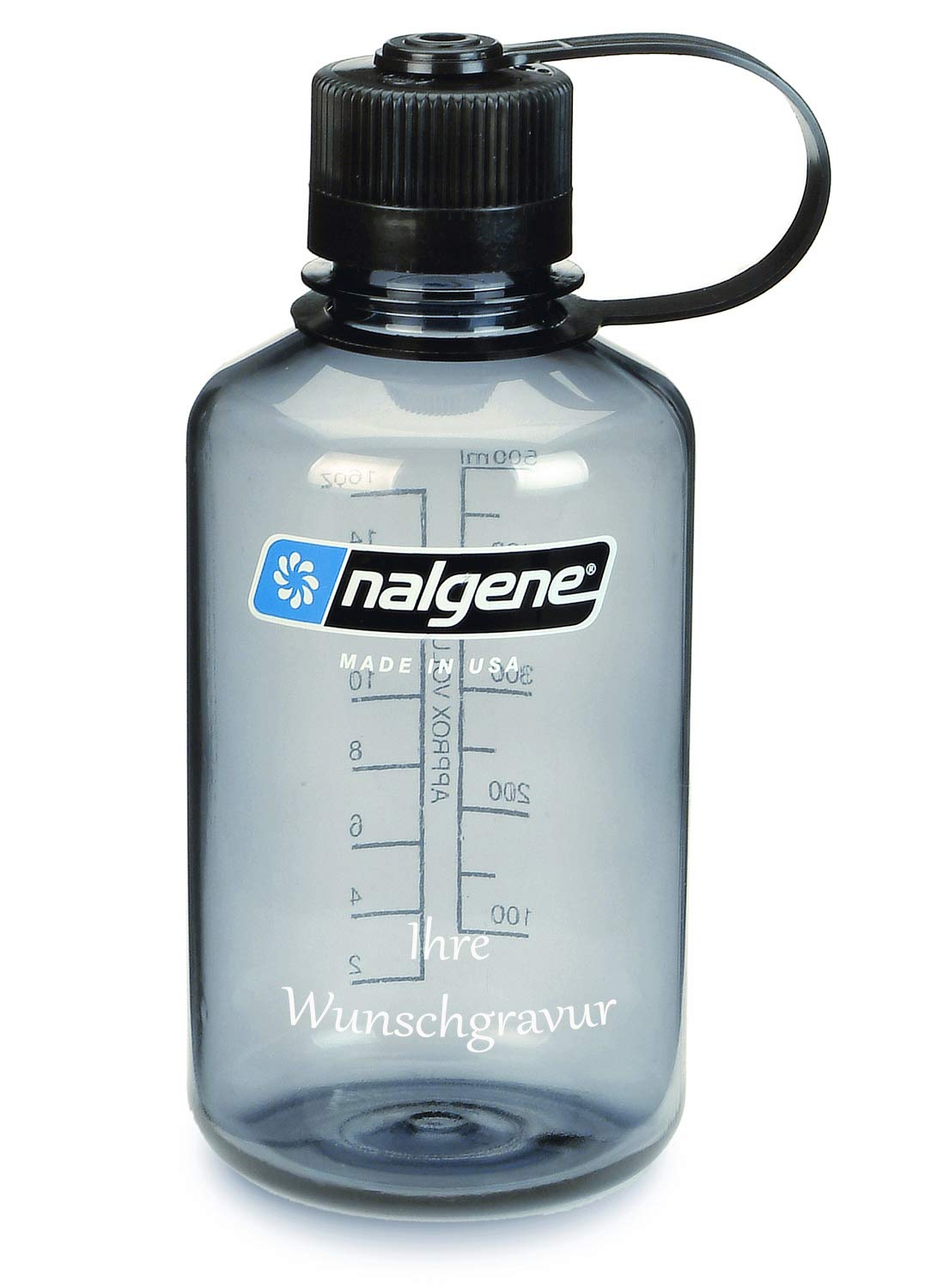 Nalgene 'Everyday' Bottle 0.5 L (Grey, with Name Engraving, 0.5 L)