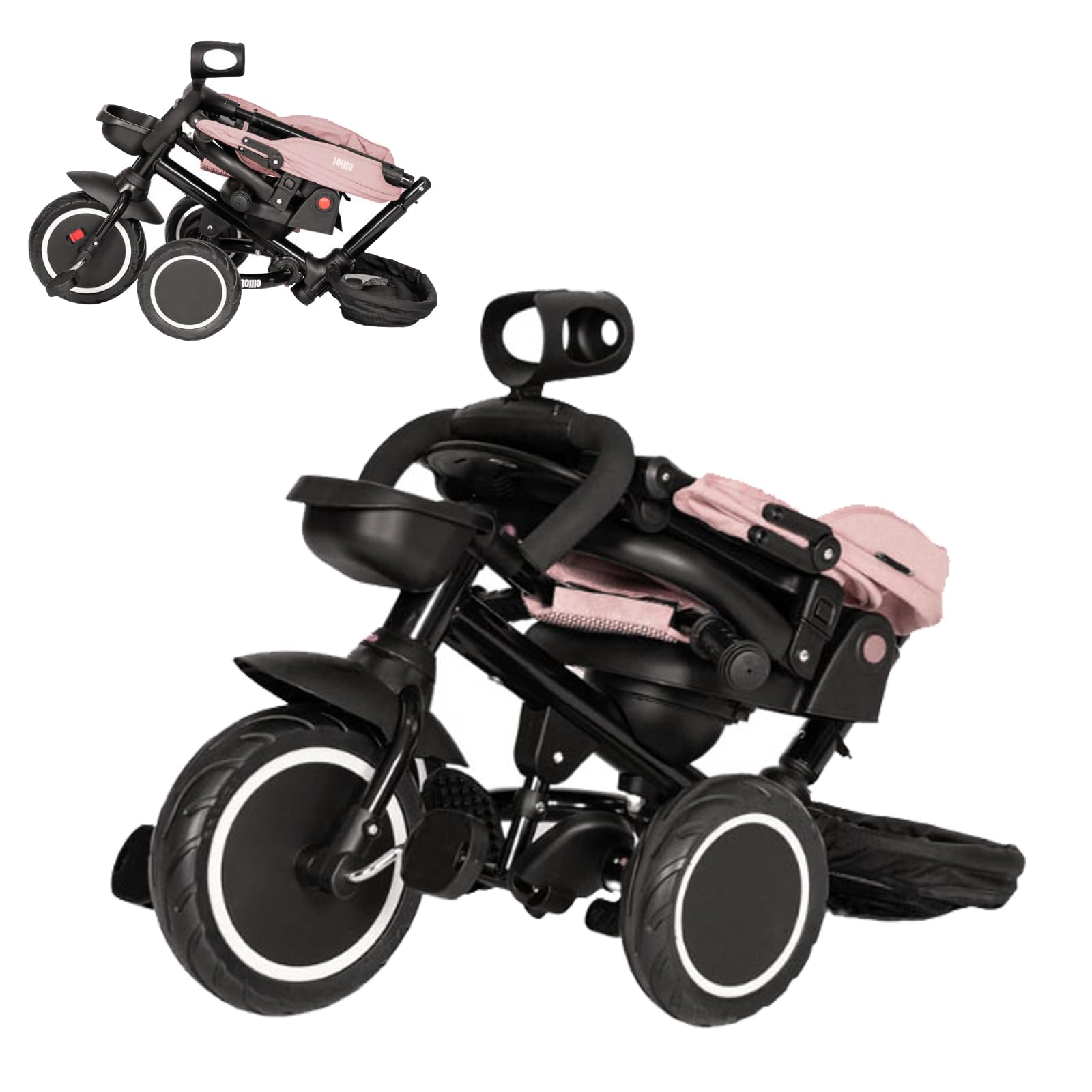 Olmitos - Triciclo Evolutivo Elliot 360º - Asiento Giratorio, Respaldo Ajustable y Estructura Resistente para Crecer con tu Pequeño (Rosa)