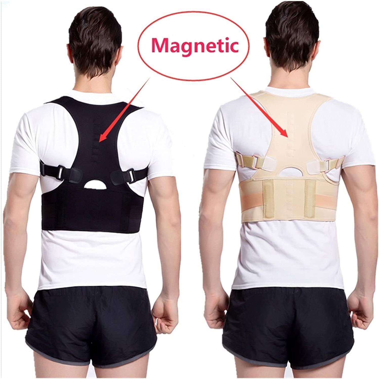 Corrector de Postura magnético Ajustable, corsé, Tirantes para Espalda, cinturón de Espalda, Soporte Lumbar, Corrector Recto para Hombres y Mujeres, Herramientas