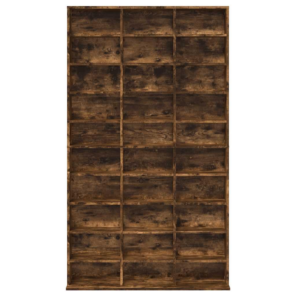Estantería para CD, roble ahumado, 102 x 23 x 177,5 cm, material de madera con compartimentos abiertos para discos de vinilo y accesorios, versátil como estantería o armario de almacenamiento