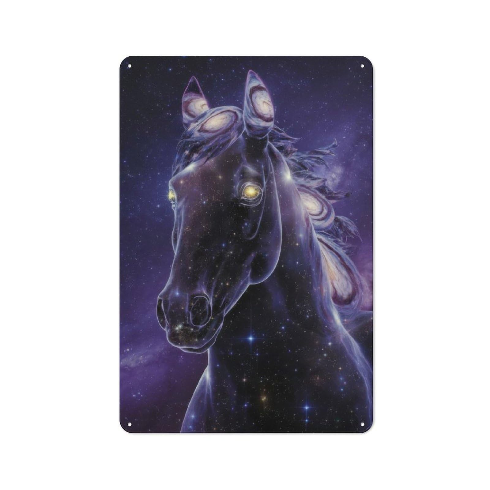 Junmoney Cosmic Horse Tin Wall Plaque 30X20cm With For Man Cave Or Games Room, A Housewarming Gift For Leisure-Room Decor Enthusiasts