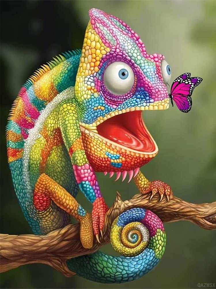 Amazon.com: Christmas Gift Colorful Lizard Chameleon Diamond Art