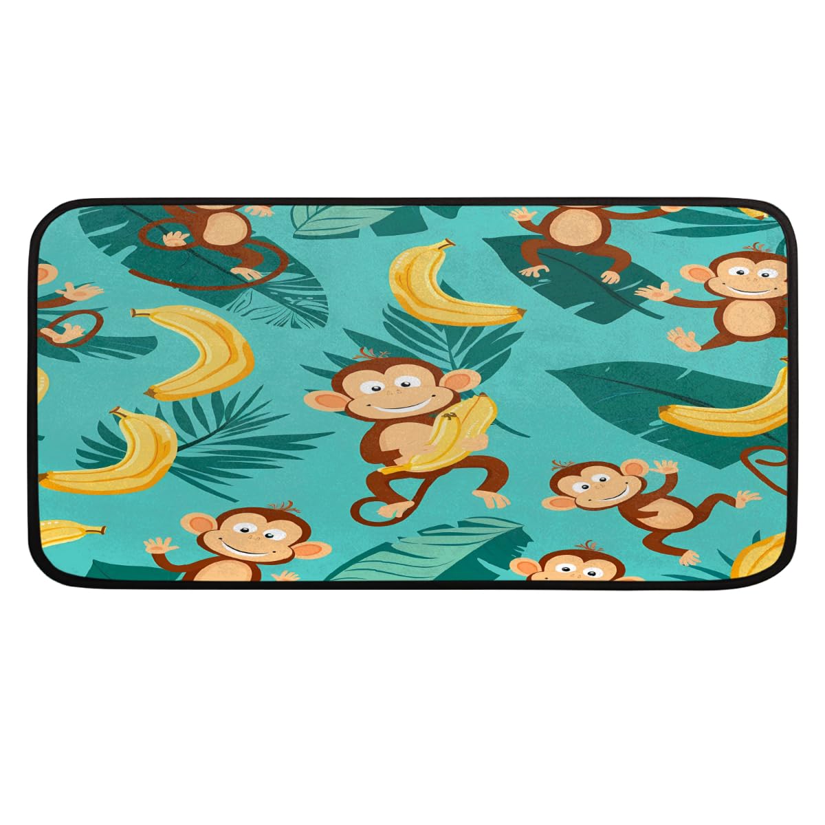Tapis de cuisine singes et palmier 99x51 cm, tapis de sol lavable et absorbant