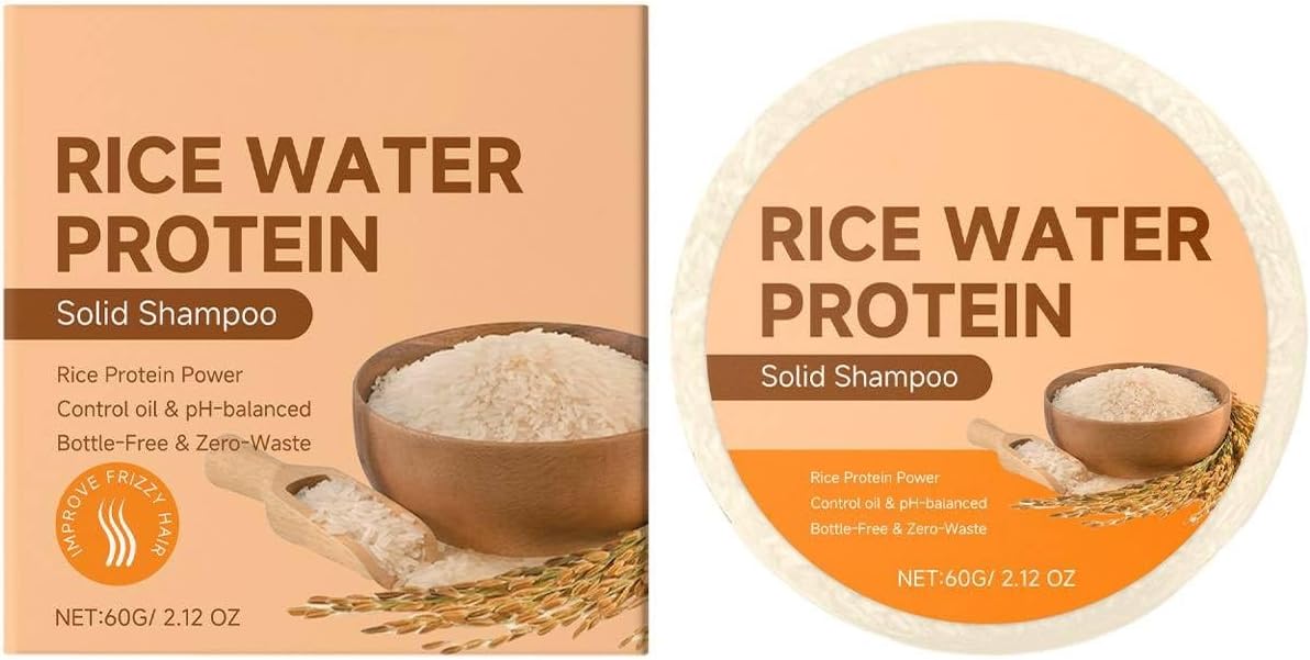 Rice Water Shampoo Bars and Conditioner Set for Hair Growth, Organic Shampoo Bar for Anti-Hair Loss, Strengthening & Nourishing Soap, PH Balanced, Paraben Free & Silicone Free (60G/ 2.12 OZ)