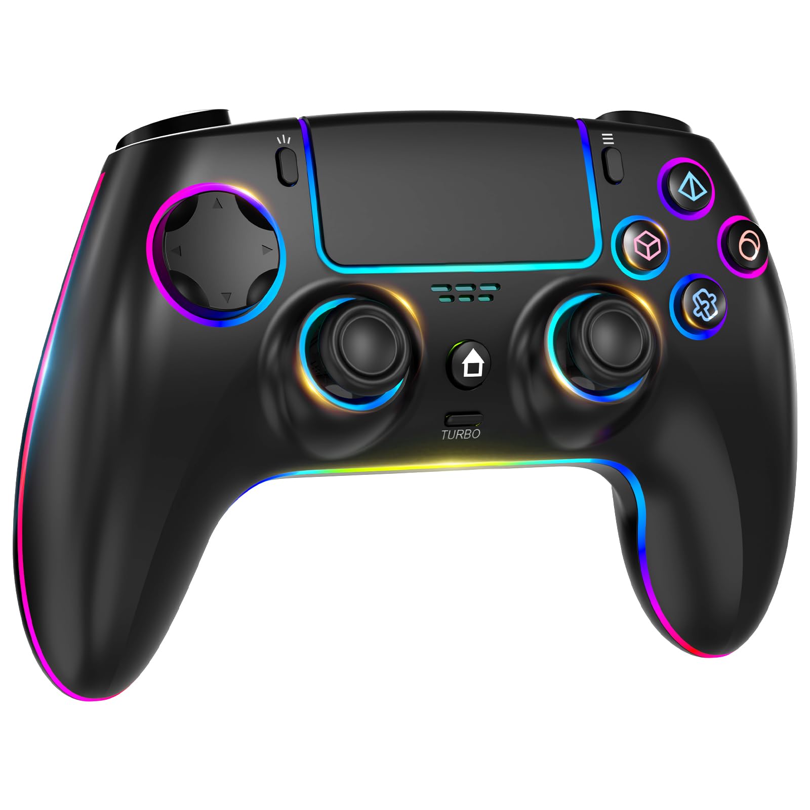 QIVORO Wireless Controller for PS-5/Pro/PC/Steam Deck/Mac/iOS/Android, Gamepad with Hall Effect Joystick, Dual Vibration, Turbo, Programmable Buttons (7 RGB Lighting, Touchpad, 1500mAh Battery)