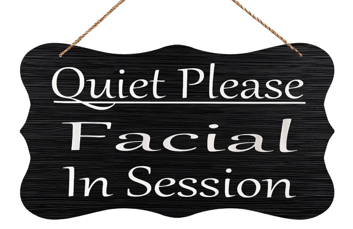 Wooden Spa Sign Quiet Please Facial in Session - Shh Service Decor | Rustic Farmhouse Welcome Art | 6X12 Inch