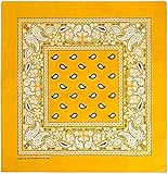 Basico Bandanas Value Pack 100% Cotton Paisley Head Wrap with Tube Face Mask/Headband (6pk- Gold)