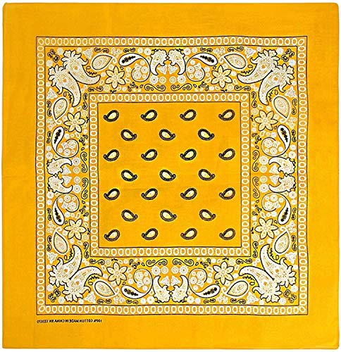 BASICO 6Pack Bandanas for Men and Women I Bandana Headbands Handkerchiefs (Gold)