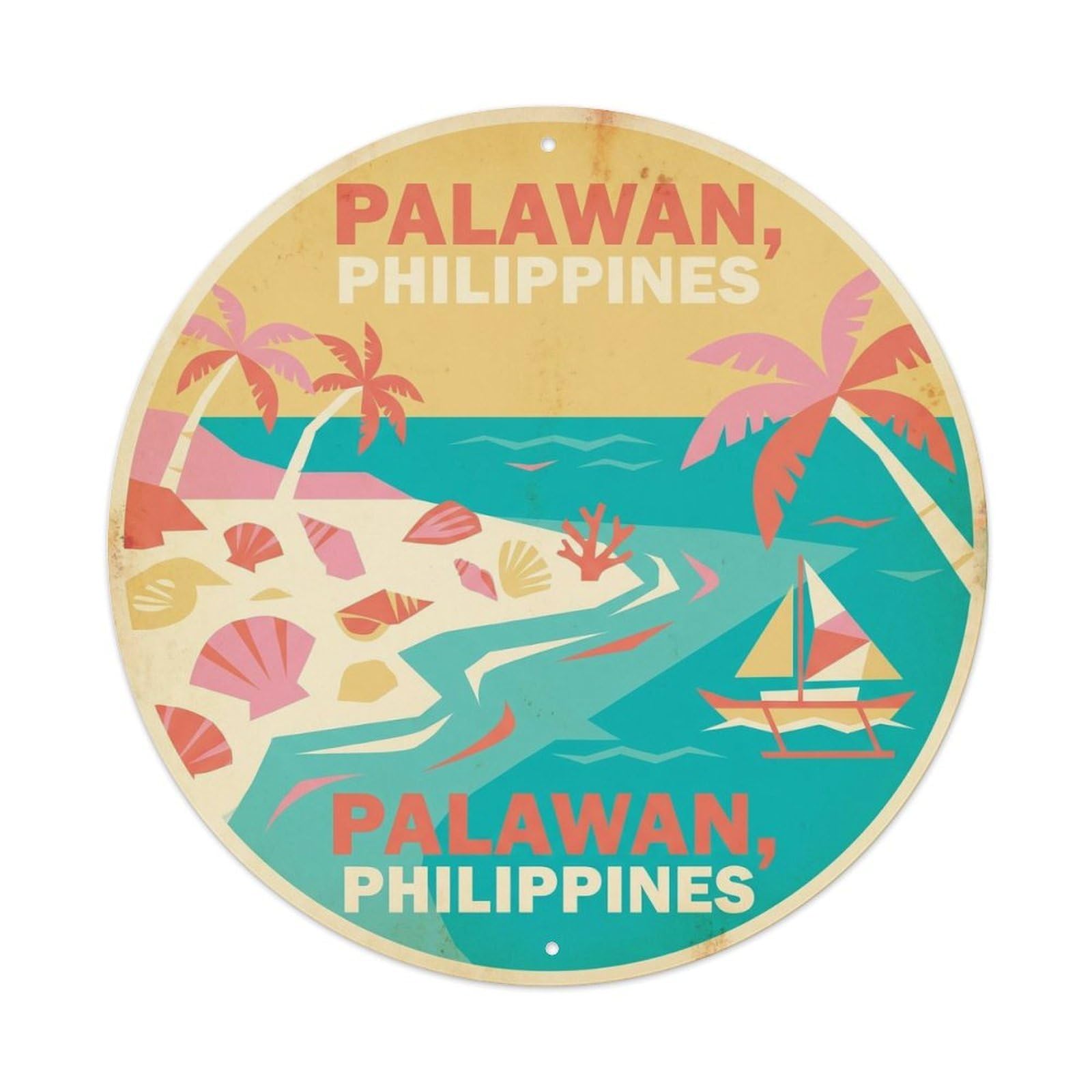 Shell Island Palawan Philippines Travel Tropical Beach Metal Tin Sign