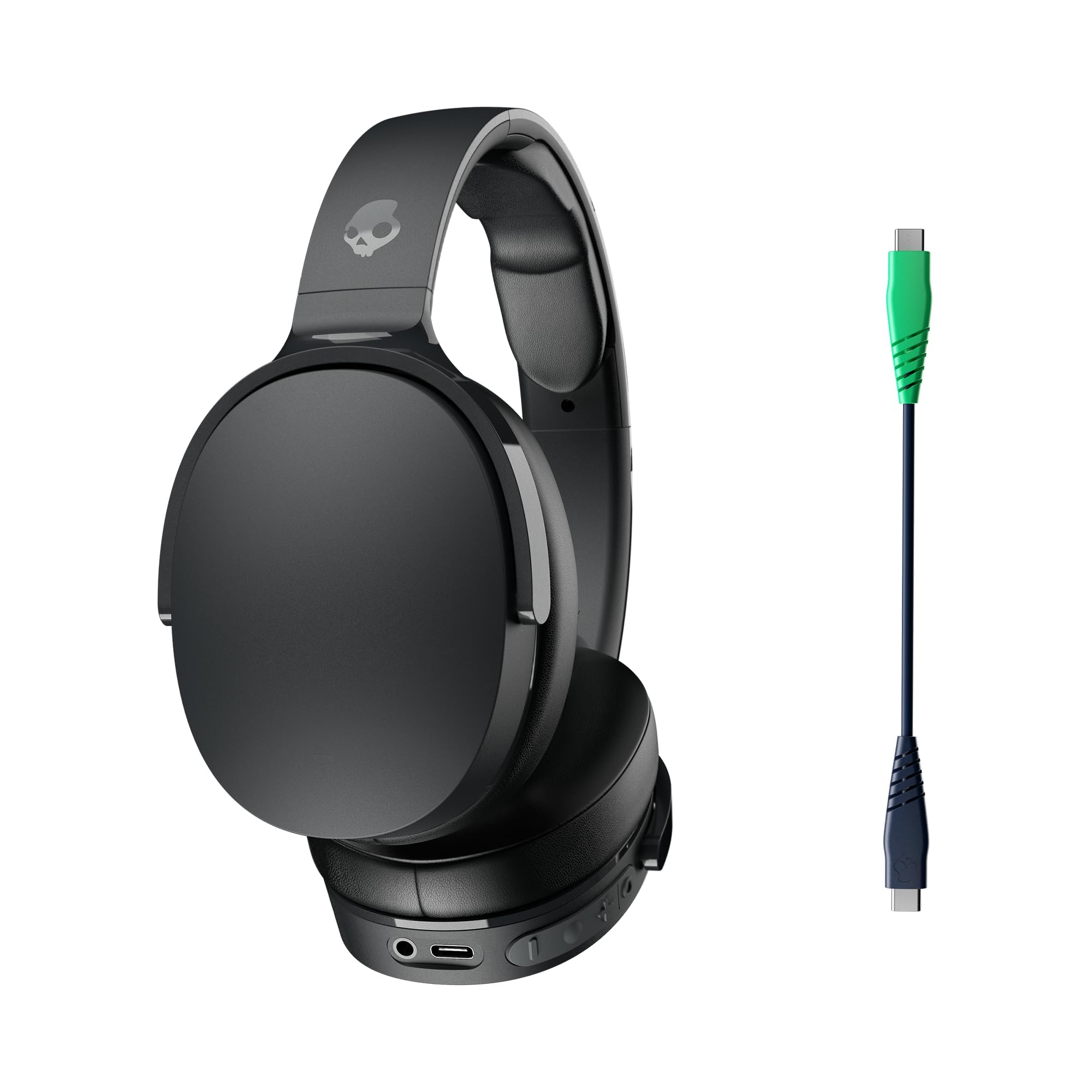 Skullcandy Hesh Evo Wireless Over-Ear Bluetooth Headphones with Extra USB-C Charging Cable, Noise Isolating, 36 Hours Battery, Foldable Lightweight Design, Microphone for iPhone Android - True Black