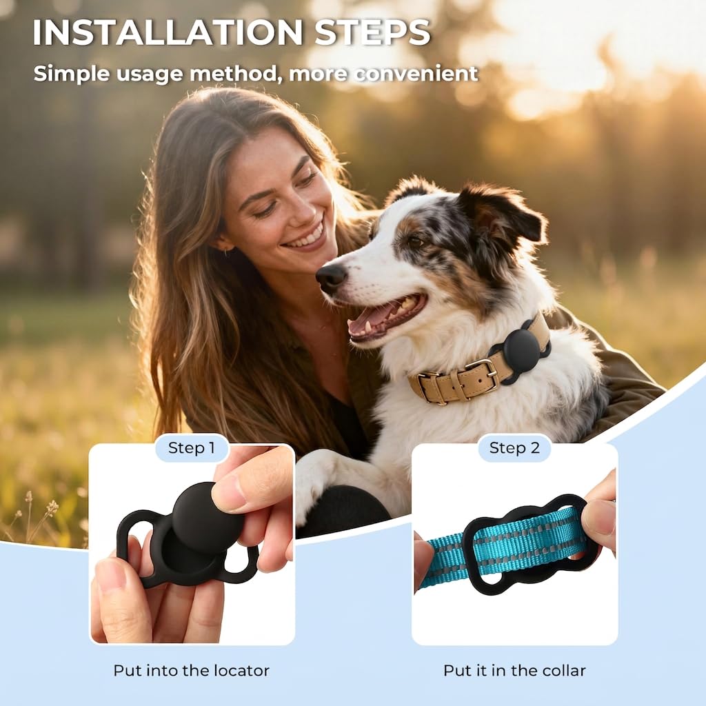 Traceur de chien – Pas de frais mensuels – Fonctionne avec Apple Find My et Google Find Hub (1 paquet)