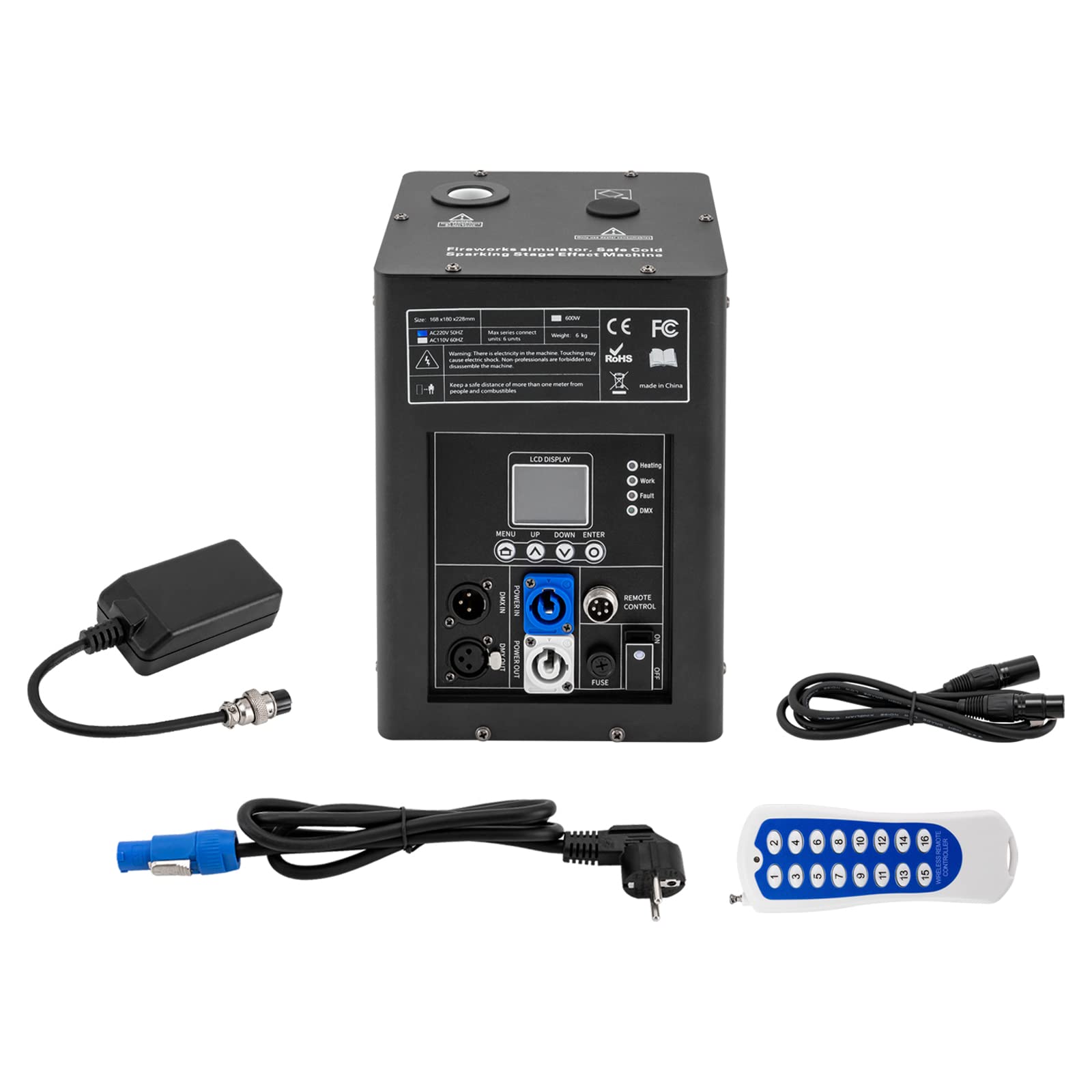 Pyrotechnikmaschinen 600W Bühneneffekt Feuerwerk Maschine DMX/Fernbedienung/LCD Spezialeffekt Feuerwerksmaschine für Partys, Bühnendekorationen, Hochzeiten