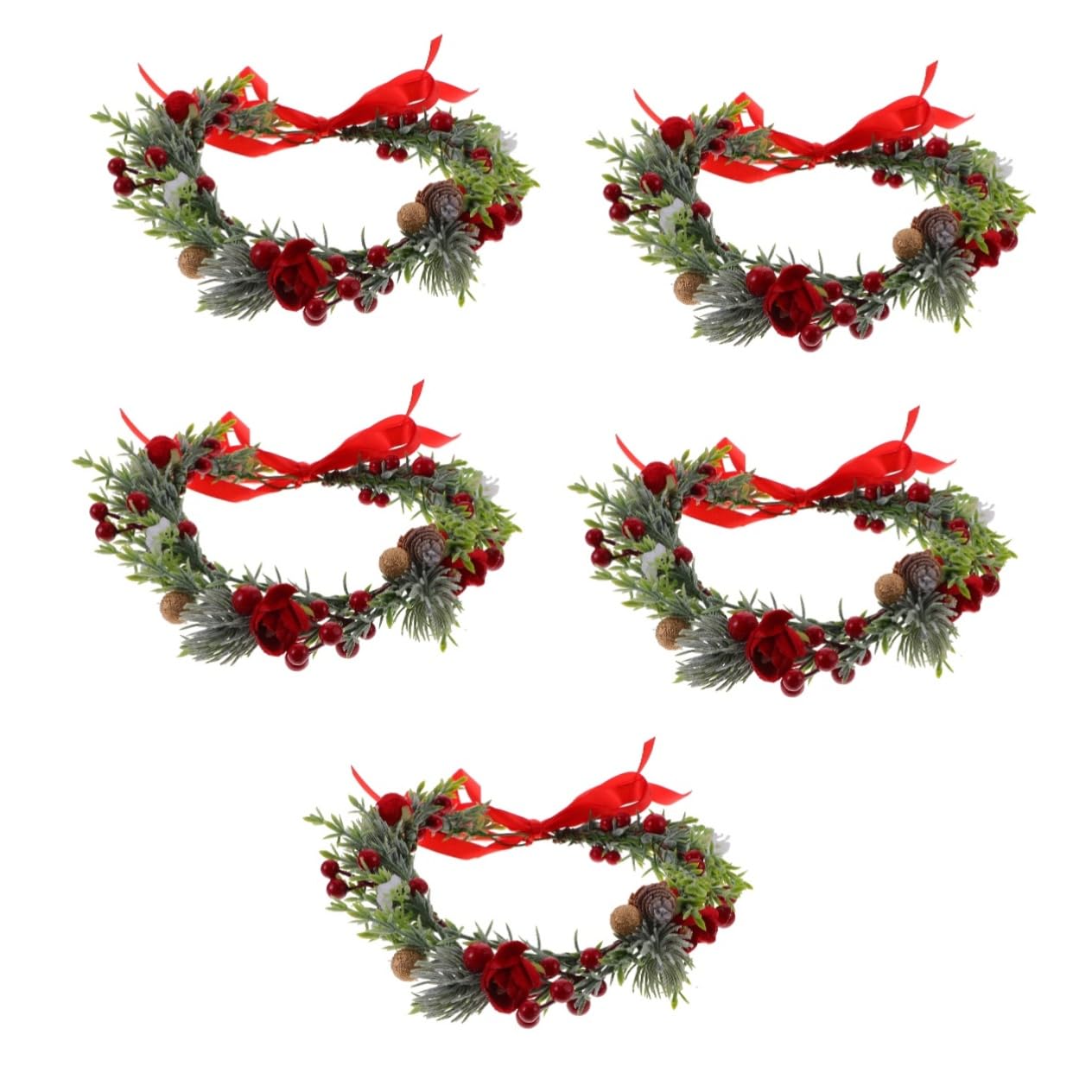 SHERCHPRY 5pezzi di Fiori Finta con Foglie per Donne Cerchietto Elegante per Matrimonio e Feste Accessorio Creativo per Sposa e Damigelle Decorazione per Eventi e Foto
