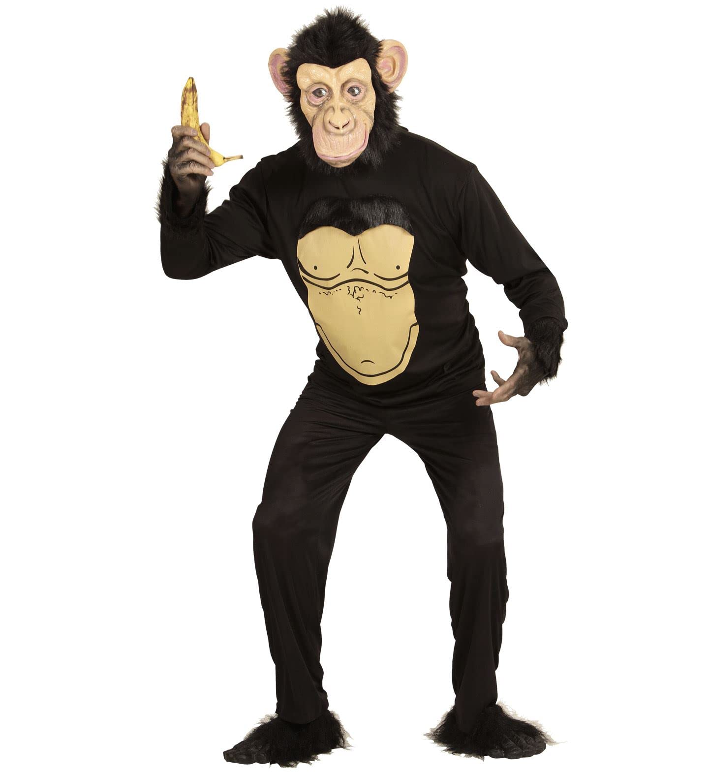 WIDMANN 74567 adultos Disfraz chimpancé, hombre, color marrón/negro , color/modelo surtido