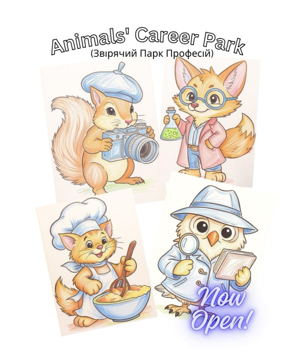 Animals' Career Park: A Fun Coloring Book for Kids