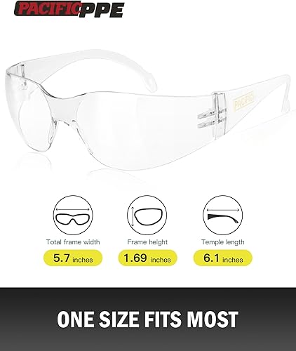 Miniatura 3 de PACIFIC PPE Gafas de seguridad, 12 pares, gafas resistentes a los arañazos, lentes resistentes a los impactos de policarbonato