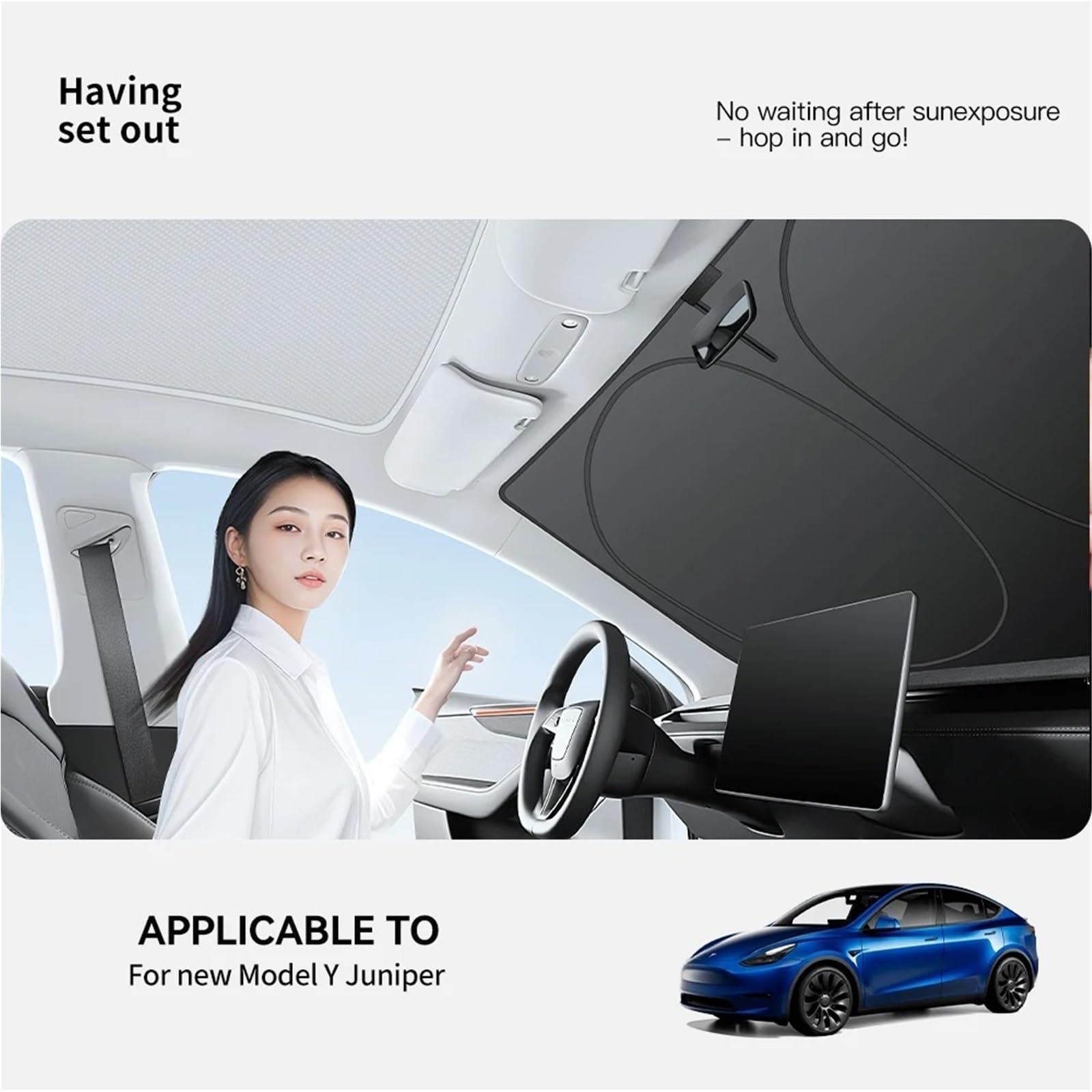 Parasoles Coche para Tesla para Model 3/Y para Highland para Juniper 2026 Parasol para Ventana Lateral de Coche con Cubierta Tela ventosas | Y 2021-2025 2