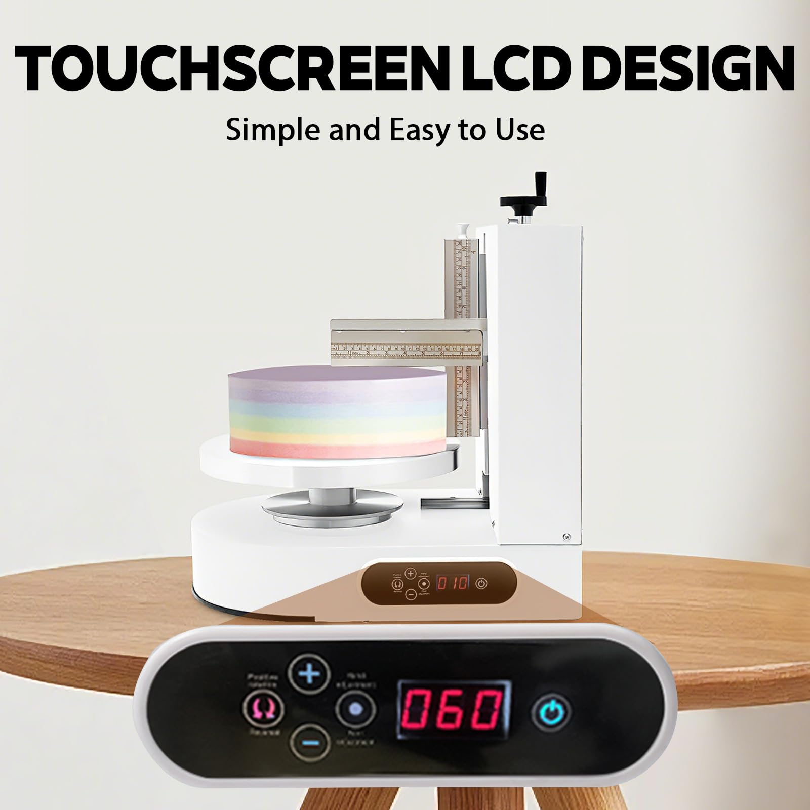 Máquina para glasear Pasteles de 4 a 12 Pulgadas, 200 W, automática, con Pantalla LCD, Plato Giratorio, espátula Ajustable, Herramienta de decoración Profesional para repostería casera, Past