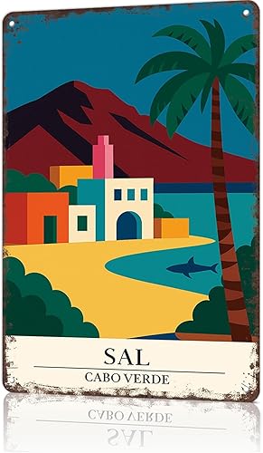 Letreros de metal vintage de Sal Cabo Verde arte de pared divertido de viaje moderno, póster de lata para hombre, cueva, oficina, hogar, dormitorio,