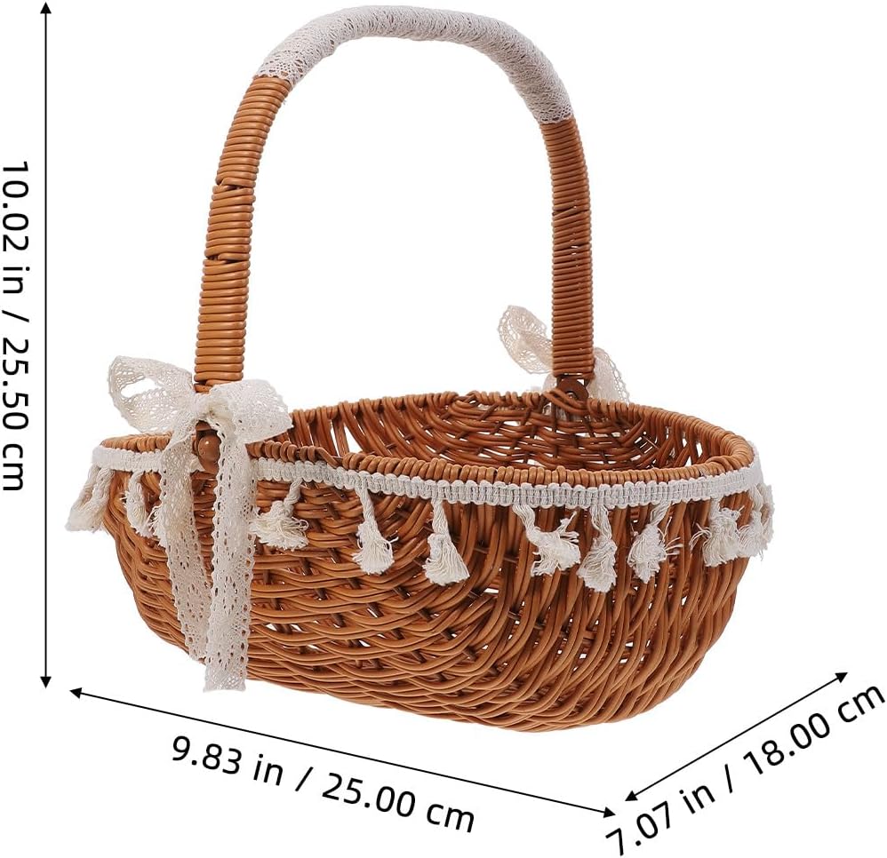 Gatuida Woven Flower Basket Small Handheld Decorative Storage Basket for Home Organization and Fruit Snacks Serving image 2