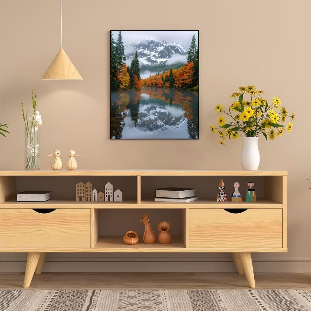 Malen Nach Zahlen Erwachsene Schneegebirgsnebel Malen Nach Zahlen Bild, DIY Handgemalt Ölgemälde Kit für Anfänger und Kinder Mit 3-Pinseln und Acrylfarbe Zuhause Mädchen Geschenk 150x100cm w-4873