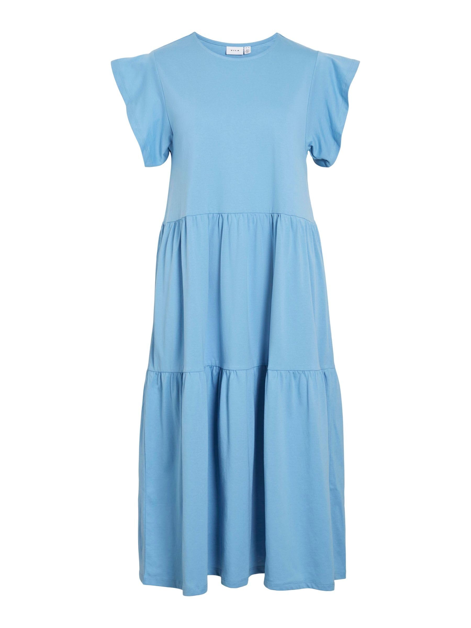 Vila Women's Visummer S/S Midi Dress Noos, Blissful Blue, XS