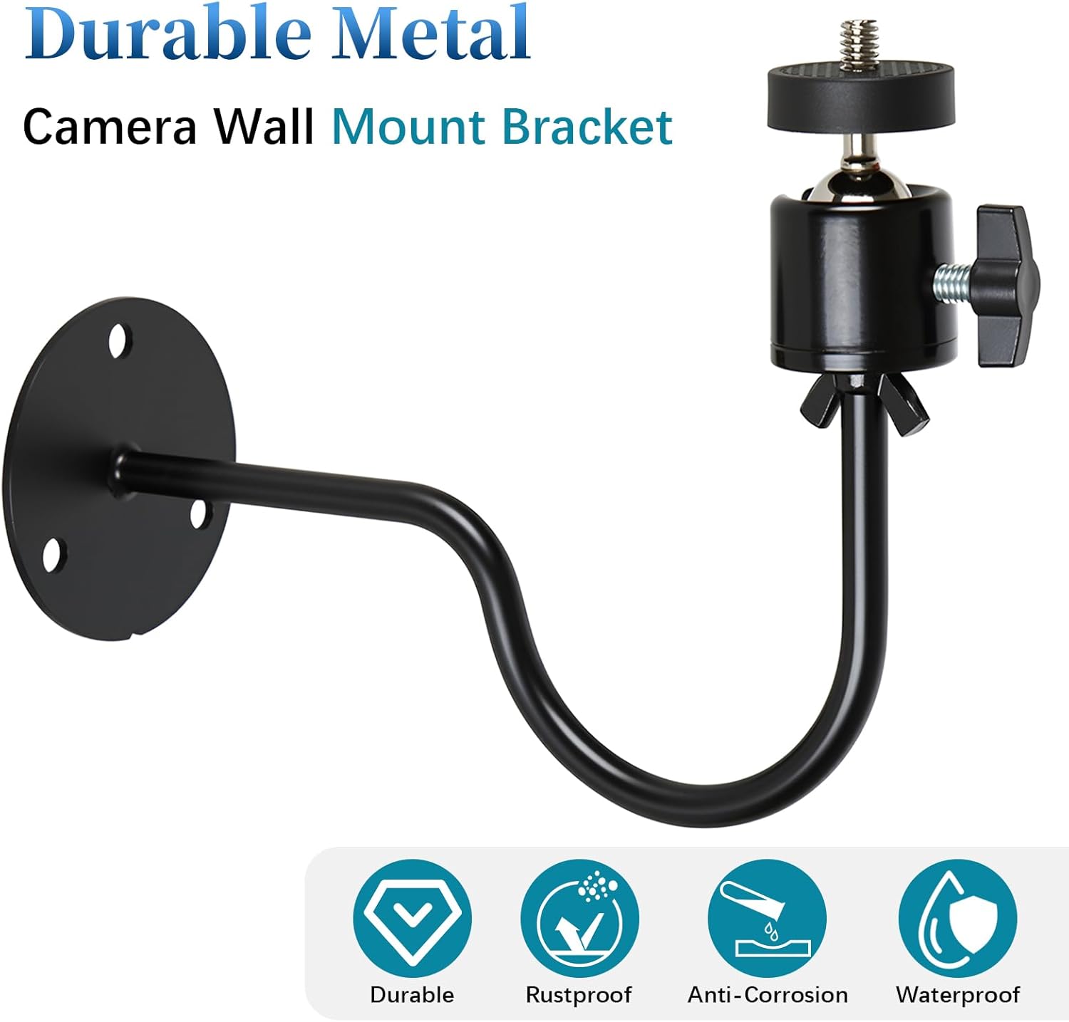 4 Pcs Camera Wall Mount Bracket, Universal Camera Wall Mounting Bracket for CCTV Security, with 1/4" -20 Threaded, 360°Adjustable, Compatible with Solar Panel CCTV Security Trail Cameras