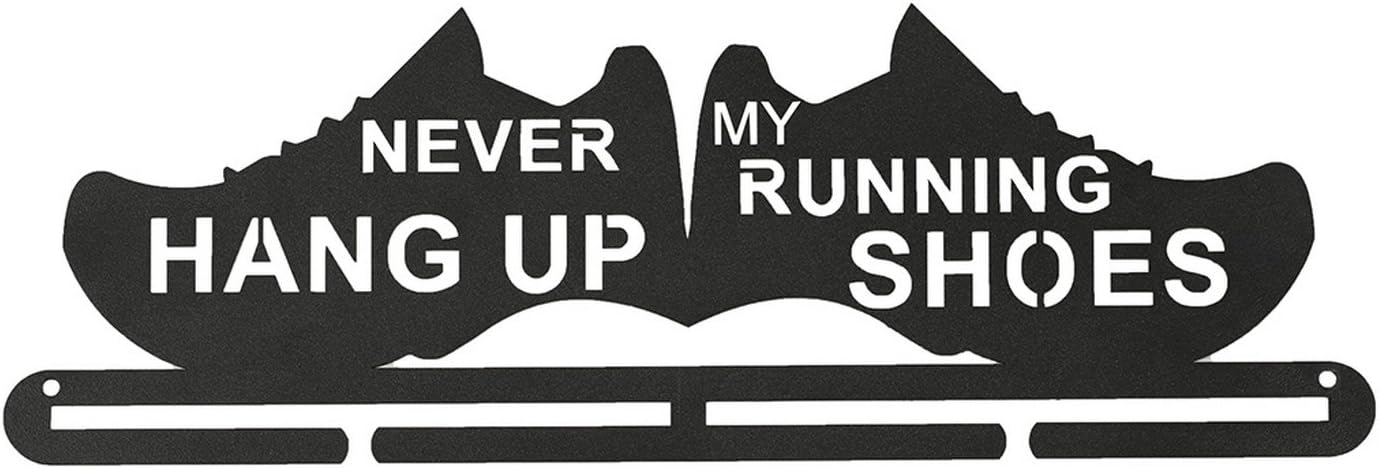 Never Hang Up My Running Shoes Medal Hanger - Two Feet - Black (41 cm x 15 cm)