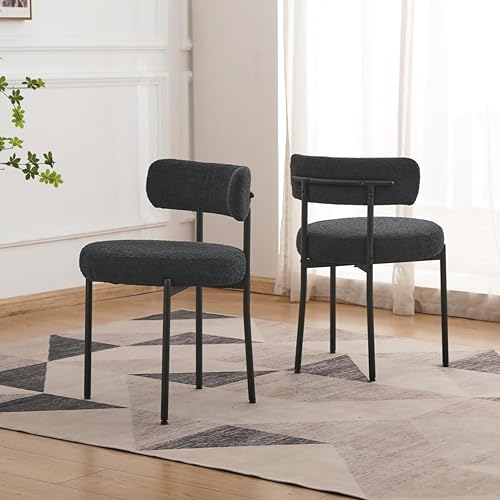 EDWELL Sillas de comedor, juego de 2 sillas de comedor negras, sillas de cocina modernas de mediados de siglo con patas de metal, sillas redondas disponible en Yaxa Peru