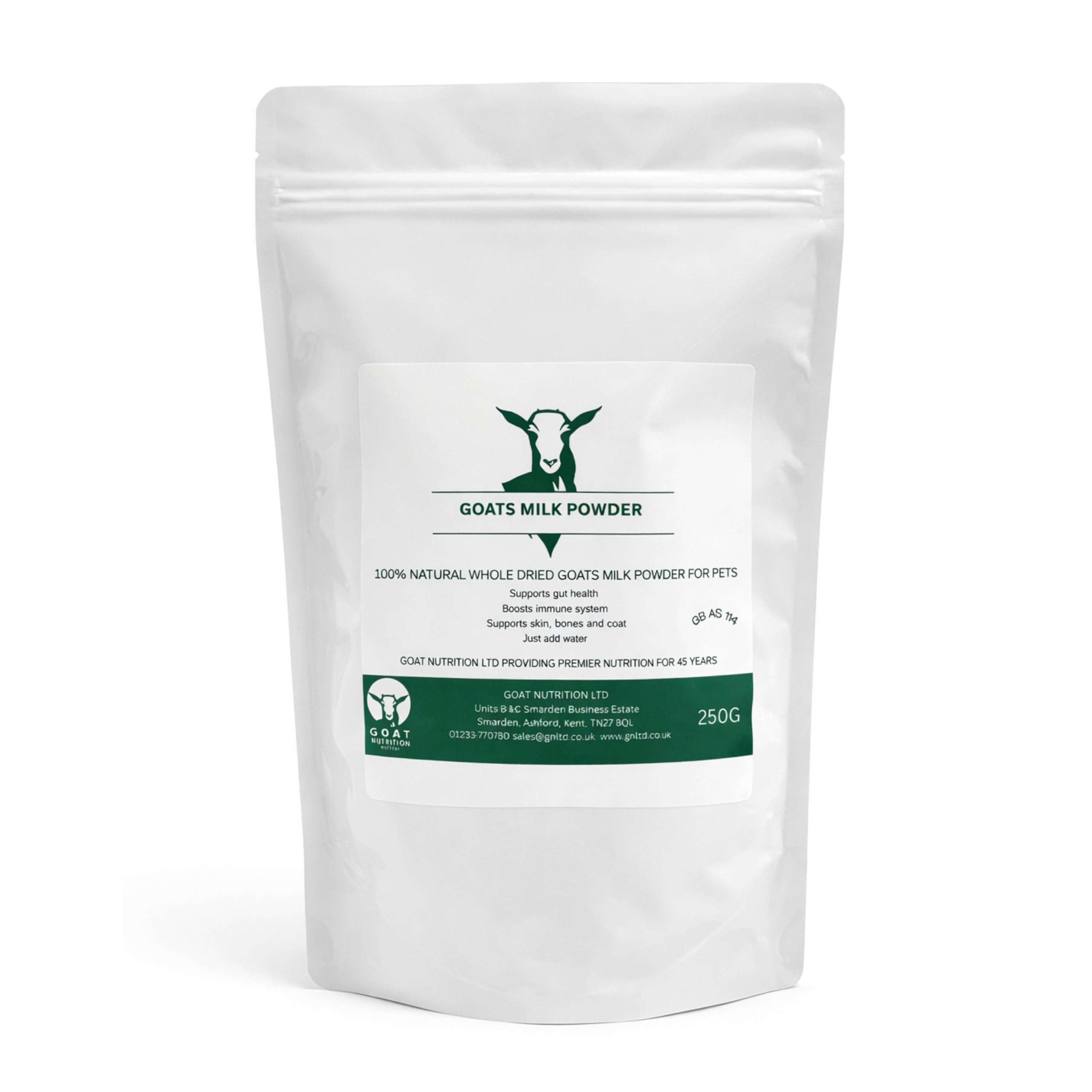 GOAT NUTRITION Est. 1981 Whole Dried Goats’ Milk Powder 250g | Natural Goat Milk Supplement for Dogs & Puppies | Rich Creamy Taste & Natural Vitamins | Resealable Pouch