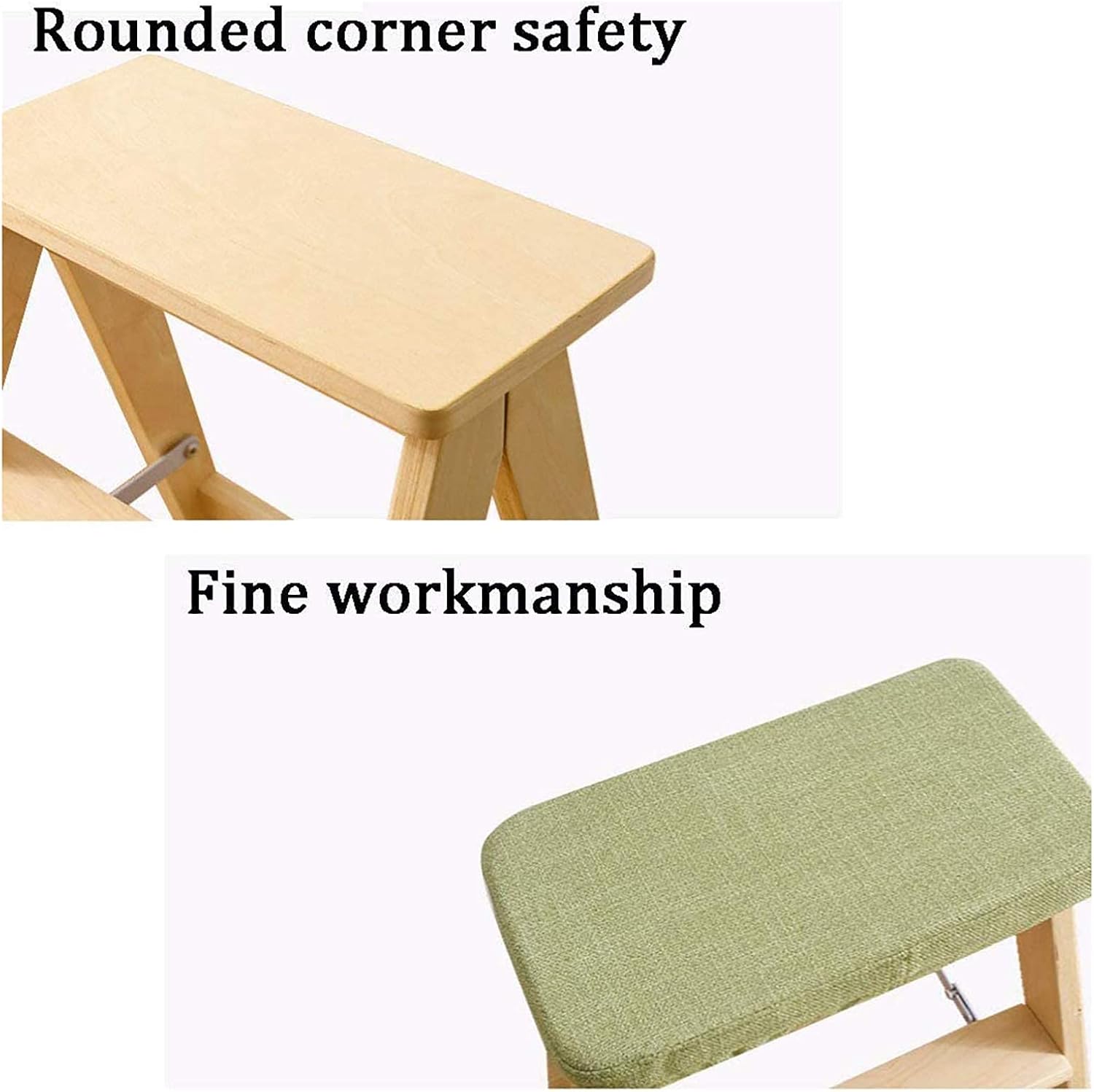 Indoor Climbing Stool,3-Steps Stool Solid Wood Folding Stool Home Ladder Chair Modern Portable Multi-Purpose Kitchen Pedal Stool-200 Lb Capacity (#8)