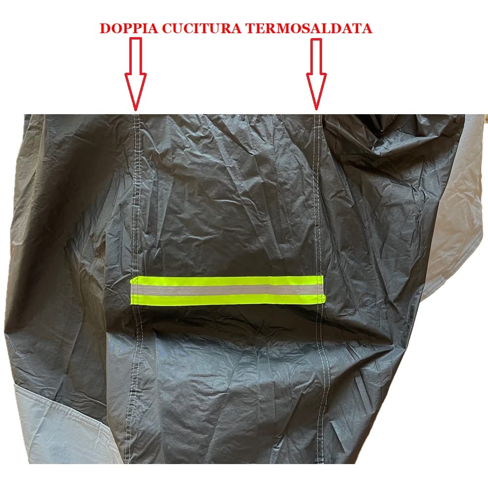TELO COPRI MOTO BICOLORE COPERTURA FELPATO CAPPOTTA IMPERMEABILE ANTIGRANDINE 250G MOTO SCOOTER E MAXIMOTO CON PARABREZZA/CUPOLINO+BAULETTO COMPATIBILE CON YMCO X-TOWN 300
