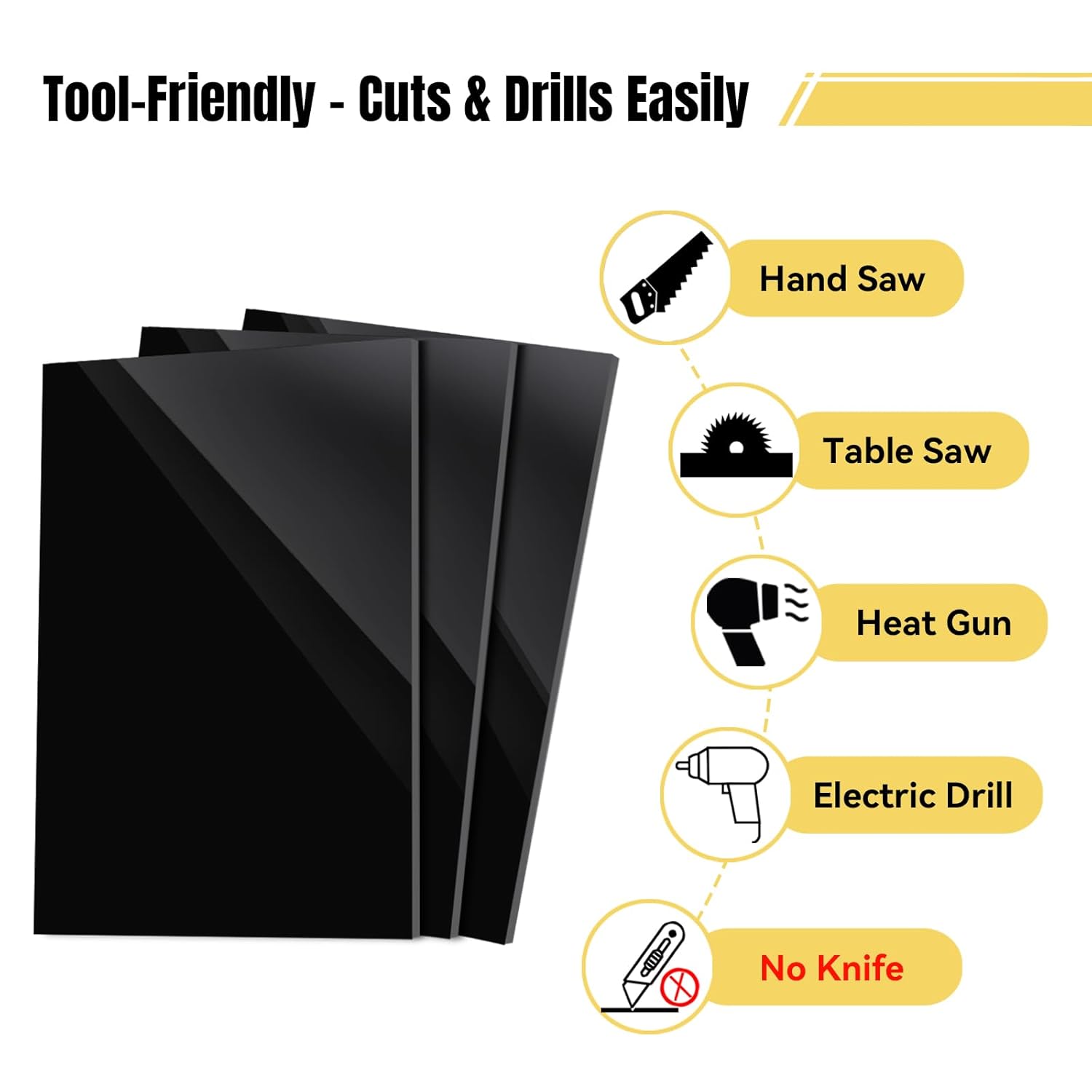 Black Plexiglass Sheets 1/8 inch Thick-24 x36 Acrylic Sheets,Pack of 3-Easy to Cut with Saw or Drill, Ideal for Signs,Crafting & Home Projects