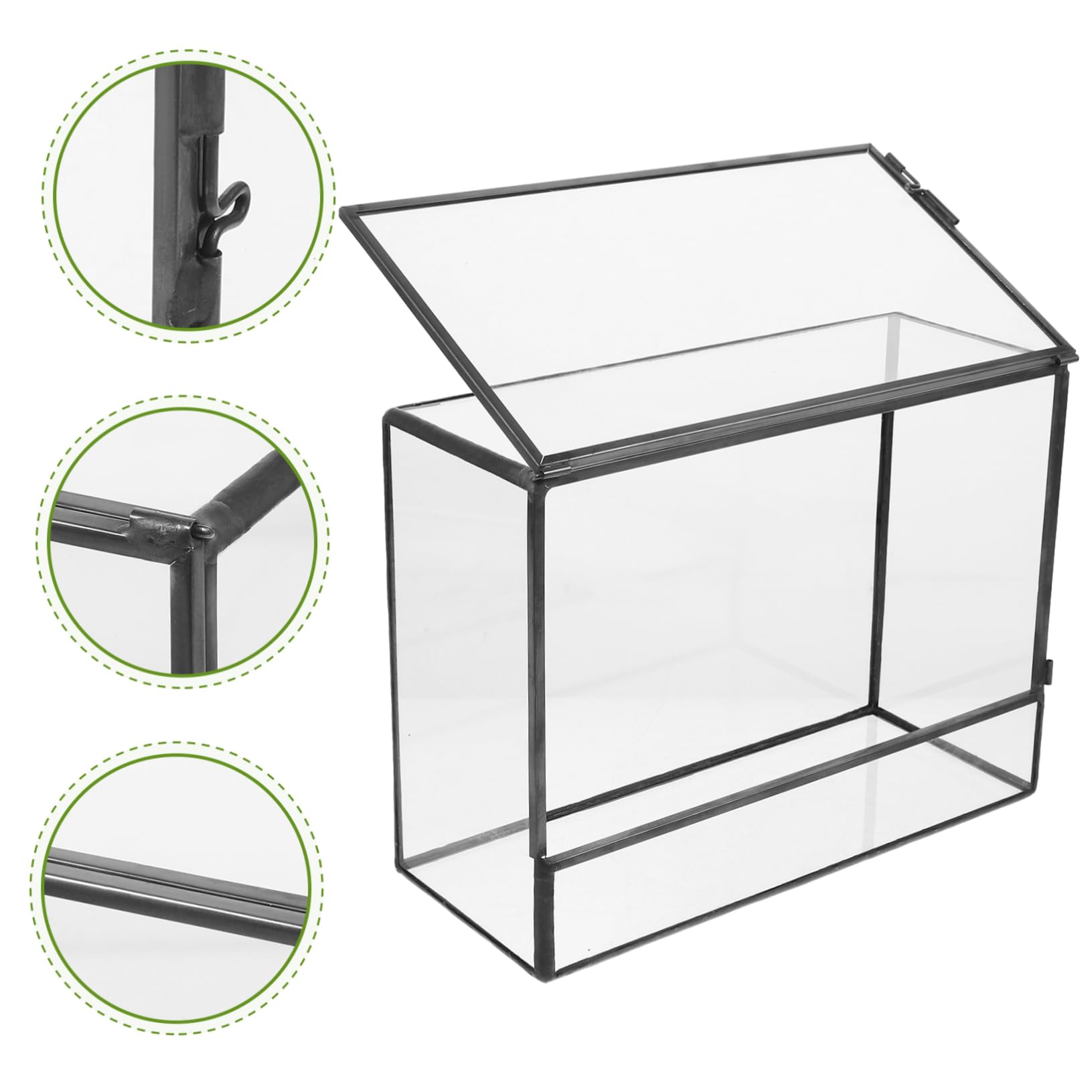 Terrario Pequeño Geométrico de Vidrio para Plantas | Recipiente Decorativo de Estaño, Cuerpo Transparente, Fácil de Limpiar, Adecuado para Musgo y Bricolaje