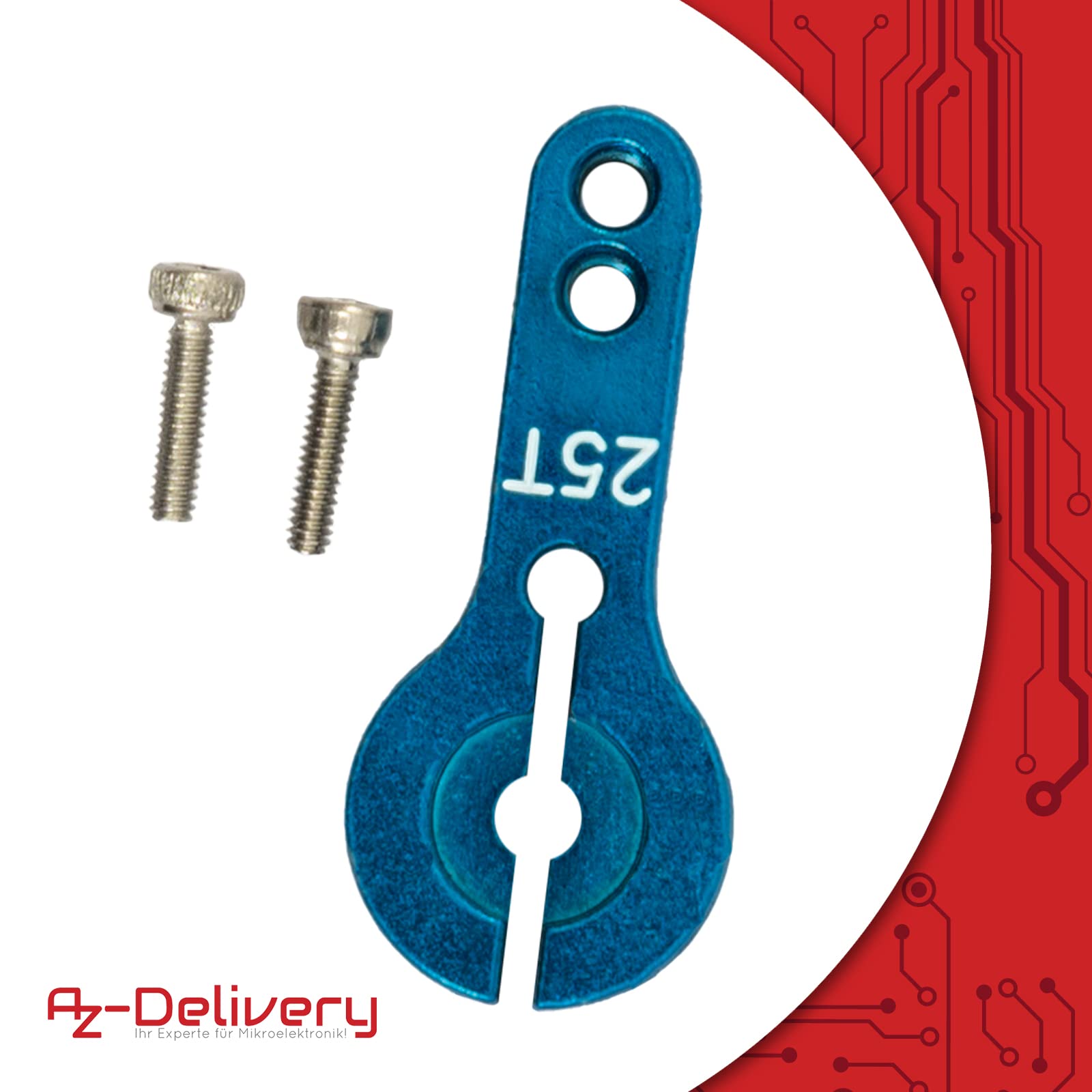 AZDelivery 5 x aluminiowy 25T serworamię klaksonu do HD Servo MG995 MG996R MG946 RED | RC Servo Arm RC akcesoria do większości modeli samochodów RC | metalowe ramię z zapasową śrubą