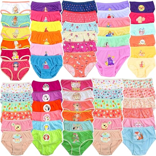 ToBeInStyle Girls' Pack of 6 Random Assorted Print Cotton Bikini Panties