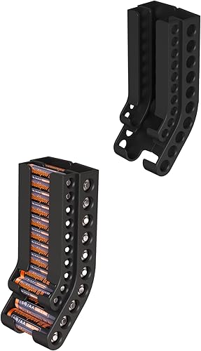 Organizador de almacenamiento de baterías AA y AAA, contenedor de batería de montaje en pared, apto para 10 pilas AAA y 10 pilas AA (estuche no