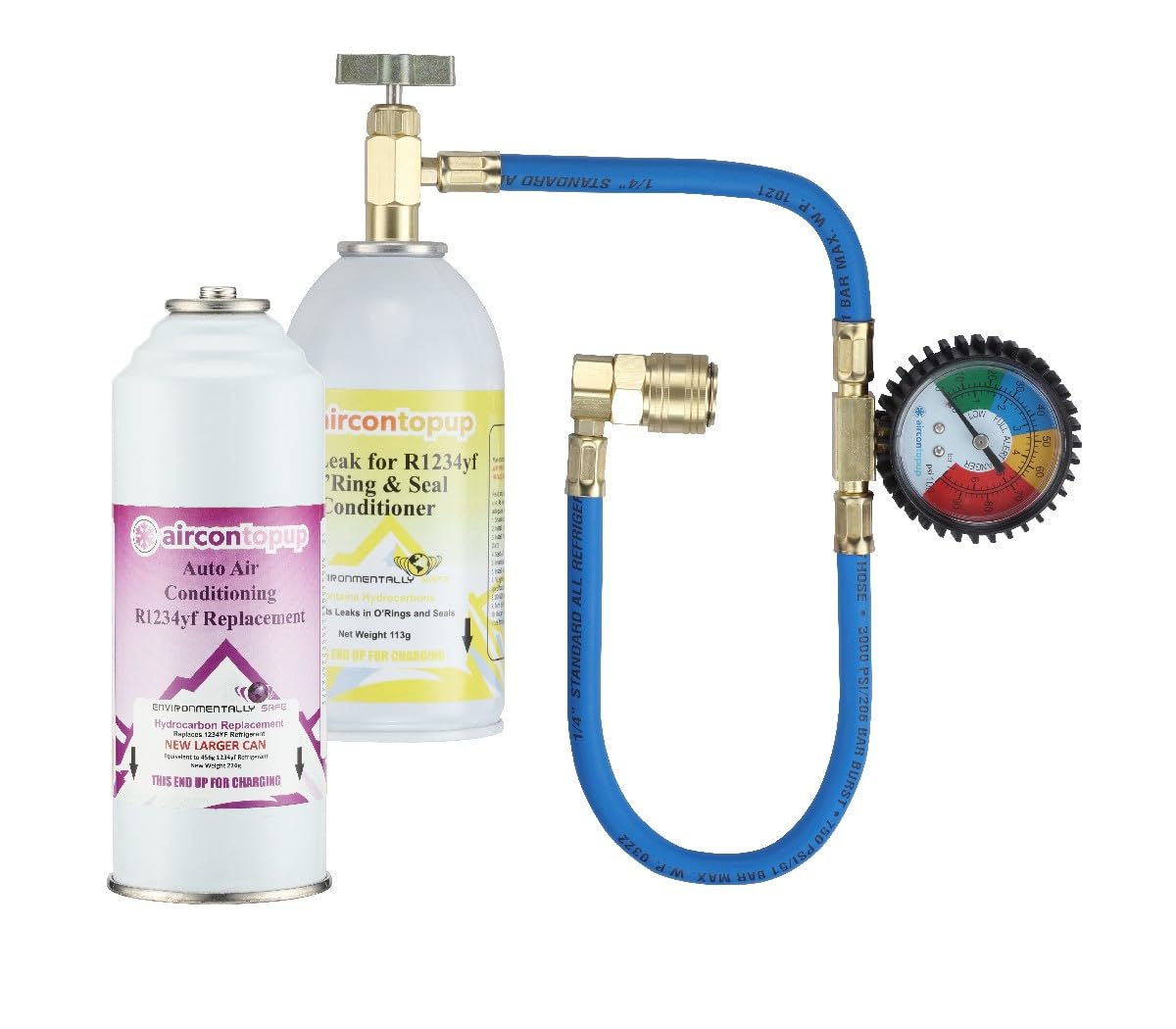 BASSFACE Car Aircon R1234YF Air Con Regas DIY Kit Top Up Topup + Leak Stopper Conditioner