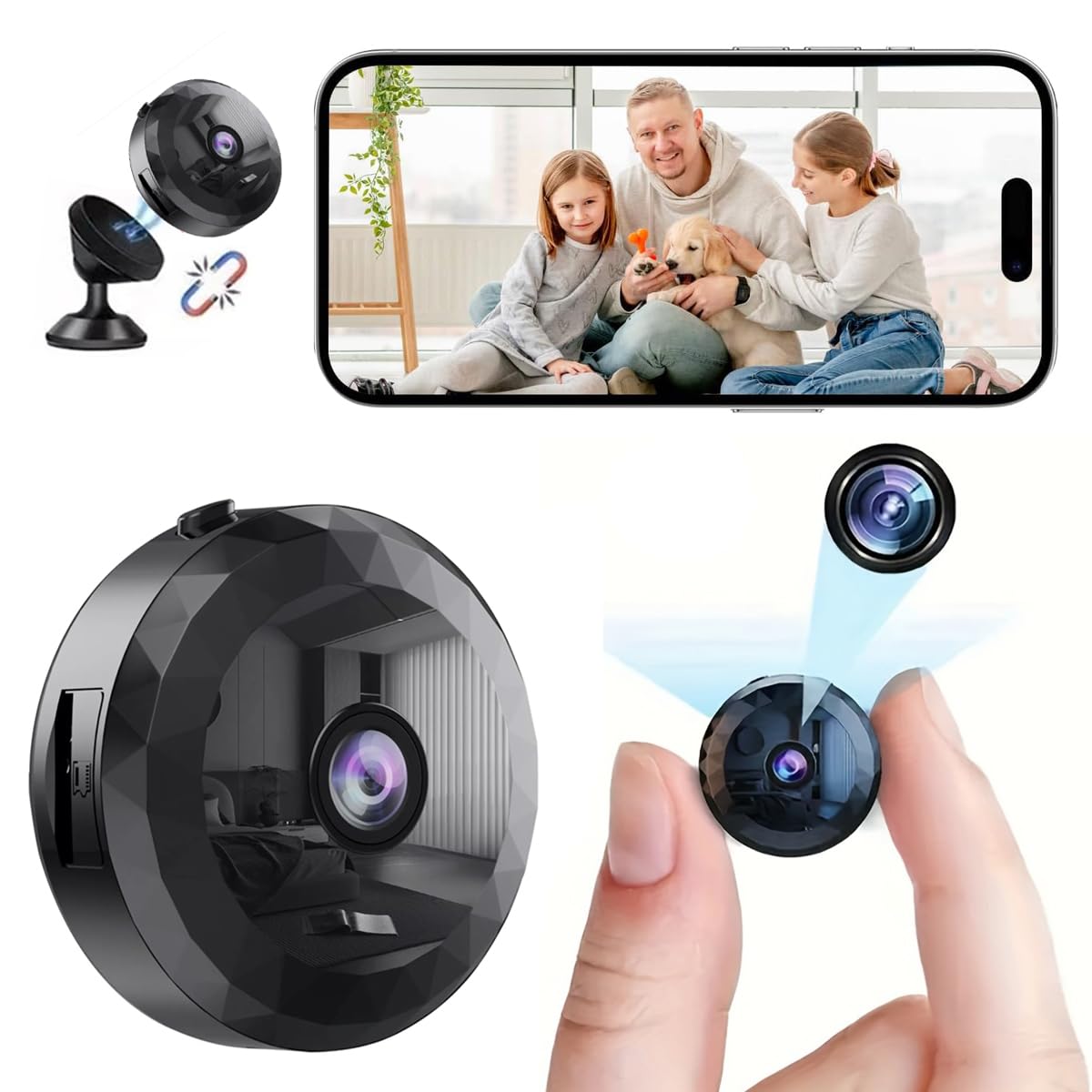 WiFi Caméra,1080P HD Caméra de Surveillance Interieur/Extérieur sans Fil avec Audio et Vidéo, avec Enregistrement Longue Batteries, pour l'extérieur/intérieur
