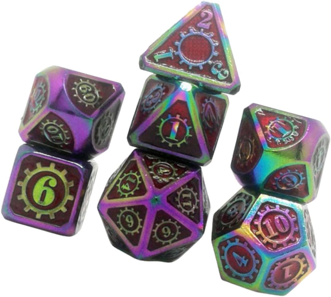 ibasenice 7 Piezas de Juegos de Poliedro Dados de Mesa Números de Juego Suministros de Tarjetas Decorativas Número de Aleación Creativa Multifacética Tarot Rojo para Tablero Dados Fiesta de