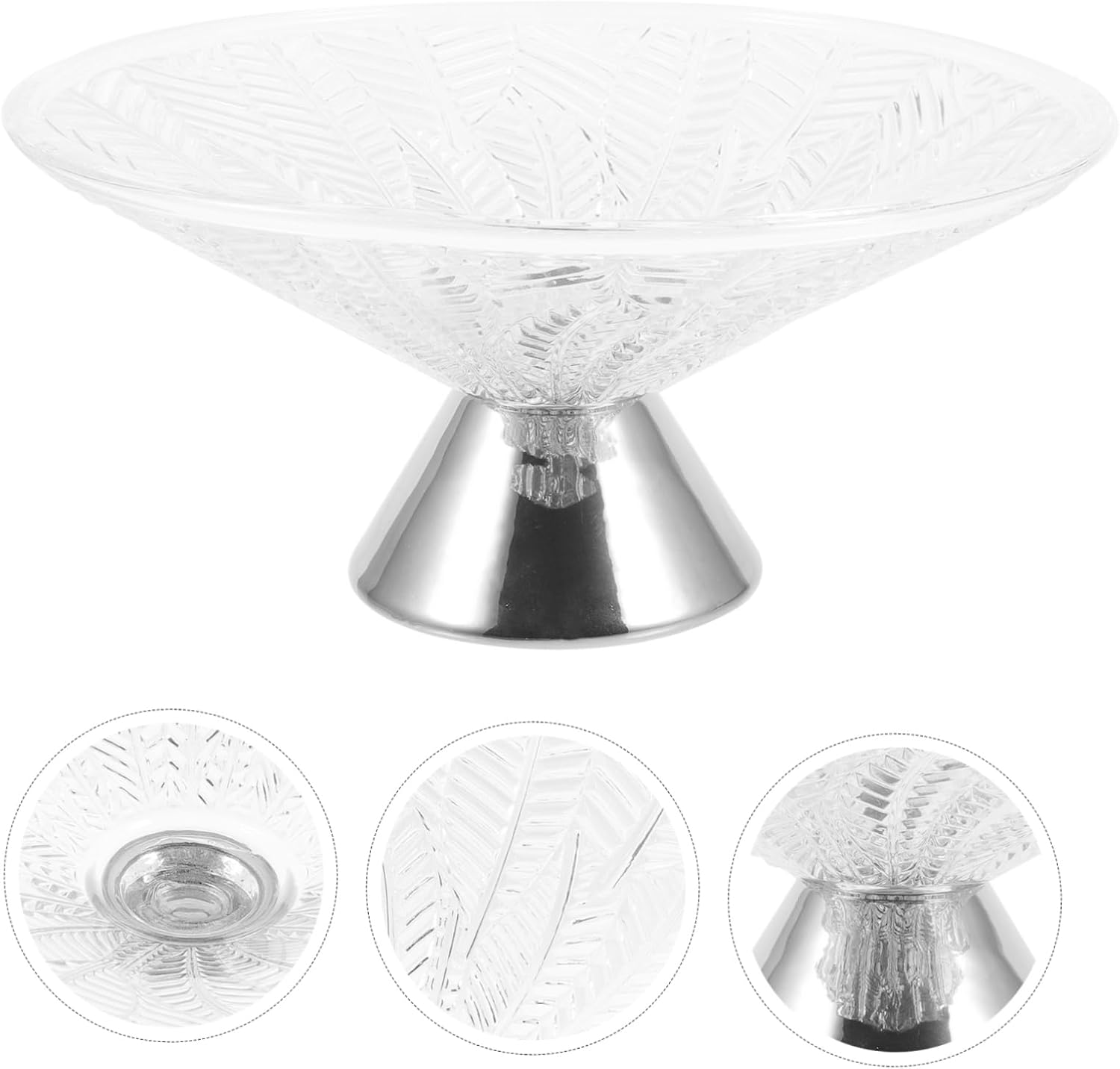 Garneck Leaf Glass Fruit Bowl Dry Fruit Tray Countertop Display Footed Bowl Snack Serving Plate