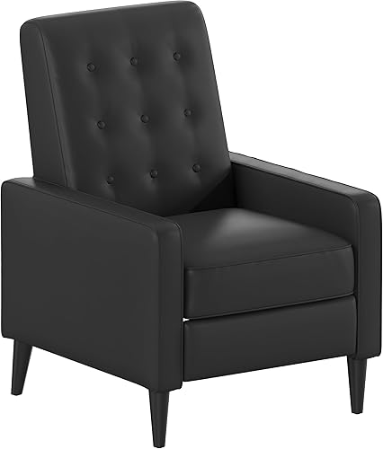 Miniatura 15 de Flash Furniture Ezra Ezra - Sillón reclinable pushback, tapicería moderna de tela gris de mediados de siglo, parte trasera con botones, uso